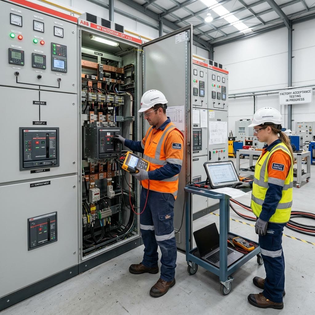 Industrial factory acceptance testing in progress